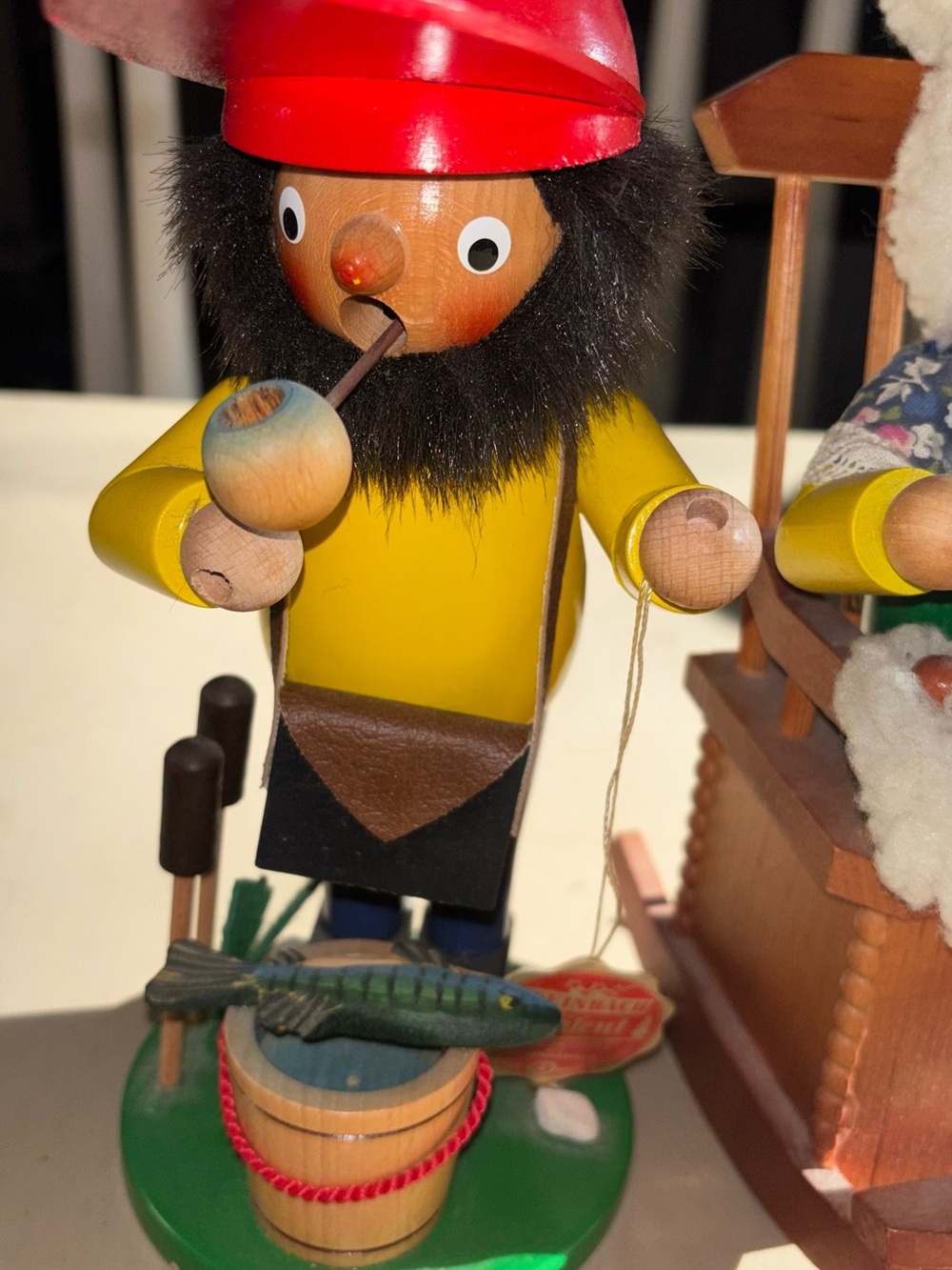 Vintage STEINBACH MCM German Smoker The Fisherman Wood Figurine